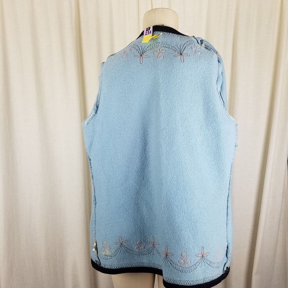 Vintage Austria Boiled Weighted Wool Sweater Jacket Blazer Womens L Embroidered - Picture 5 of 8